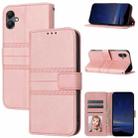 For Samsung Galaxy A07 4G / A06 4G Embossed Stripes Skin Feel Leather Phone Case(Pink) - 1