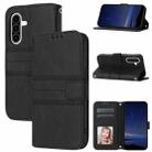 For Samsung Galaxy A17 5G / A26 5G Embossed Stripes Skin Feel Leather Phone Case(Black) - 1