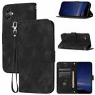 For Samsung Galaxy A07 4G / A06 4G Embossed Line Leather Phone Case with Lanyard(Black) - 1