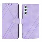 For Samsung Galaxy A17 5G / A26 5G Embossed Line Leather Phone Case with Lanyard(Purple) - 1