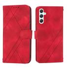 For Samsung Galaxy A17 5G / A26 5G Embossed Line Leather Phone Case with Lanyard(Red) - 1