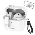 For Samsung Galaxy Buds3 / Buds3 Pro Leather Texture Wireless Earphones Case with Hook & Holder(White) - 1