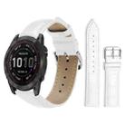 For Garmin Fenix 8/7X/6X/5X 26mm 22mm xDfind Bamboo Texture Pin Buckle Leather Watch Band(White) - 1