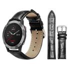 For Garmin Fenix 8/7/6/5 22mm 20mm xDfind Bamboo Texture Pin Buckle Leather Watch Band(Black) - 1
