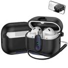 For Samsung Galaxy Buds3 / Buds3 Pro One-piece Holder Wireless Earphones Case with Lanyard(Black Blue) - 1