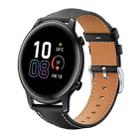 20mm For Honor Watch ES / Magic Watch2 42mm xDfind Flat Head Black Shark Fine Grain Leather Watch Band(Black) - 1