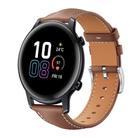 20mm For Honor Watch ES / Magic Watch2 42mm xDfind Flat Head Black Shark Fine Grain Leather Watch Band(Coffee) - 1