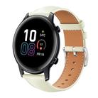20mm For Honor Watch ES / Magic Watch2 42mm xDfind Flat Head Black Shark Fine Grain Leather Watch Band(Creamy White) - 1