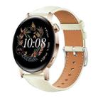 20mm For Huawei Watch GT 4 / GT 3 / GT 2 xDfind Flat Head Black Shark Fine Grain Leather Watch Band(Creamy White) - 1