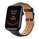 20mm For Ticwatch GTH / E3 / E / 2 xDfind Flat Head Black Shark Fine Grain Leather Watch Band(Black) - 1