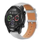 22mm For Ticwatch Pro X / Pro3 / Pro / GTX / E2 xDfind Flat Head Black Shark Fine Grain Leather Watch Band(Grey) - 1