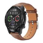 22mm For Ticwatch Pro X / Pro3 / Pro / GTX / E2 xDfind Flat Head Black Shark Fine Grain Leather Watch Band(Coffee) - 1
