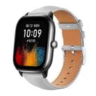 20mm For Amazfit GTS4 mini/GTS3/2/2E xDfind Flat Head Black Shark Fine Grain Leather Watch Band(Grey) - 1