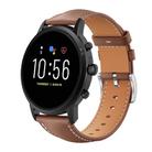 22mm For Fossil Gen 5 Carlyle/Julianna/Garrett xDfind Flat Head Black Shark Fine Grain Leather Watch Band(Coffee) - 1