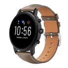 22mm For Fossil Gen 5 Carlyle/Julianna/Garrett xDfind Flat Head Black Shark Fine Grain Leather Watch Band(Light Grey) - 1