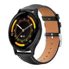 22mm For Garmin Venu 3 / vivoactive4 xDfind Flat Head Black Shark Fine Grain Leather Watch Band(Black) - 1