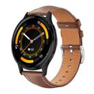 22mm For Garmin Venu 3 / vivoactive4 xDfind Flat Head Black Shark Fine Grain Leather Watch Band(Coffee) - 1