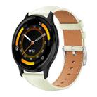 22mm For Garmin Venu 3 / vivoactive4 xDfind Flat Head Black Shark Fine Grain Leather Watch Band(Creamy White) - 1