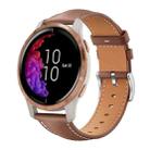 20mm For Garmin venu 2 / venu / Sq2 / Sq xDfind Flat Head Black Shark Fine Grain Leather Watch Band(Coffee) - 1