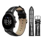 22mm For Fossil Gen 5 Carlyle/Julianna/Garrett xDfind Bamboo Texture Pin Buckle Leather Watch Band(Black) - 1