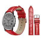 24mm For Fossil Q Machine Hybrid Watch xDfind Bamboo Texture Pin Buckle Leather Watch Band(Red) - 1