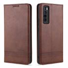 For Huawei Nova 7 AZNS Magnetic Calf Texture Horizontal Flip Leather Case with Card Slots & Holder & Wallet(Dark Brown) - 1