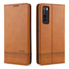 For Huawei Nova 7 AZNS Magnetic Calf Texture Horizontal Flip Leather Case with Card Slots & Holder & Wallet(Light Brown) - 1