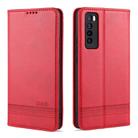 For Huawei Nova 7 AZNS Magnetic Calf Texture Horizontal Flip Leather Case with Card Slots & Holder & Wallet(Red) - 1