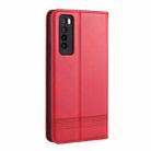 For Huawei Nova 7 AZNS Magnetic Calf Texture Horizontal Flip Leather Case with Card Slots & Holder & Wallet(Red) - 3