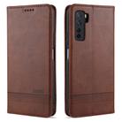 For Huawei Nova 7 SE AZNS Magnetic Calf Texture Horizontal Flip Leather Case with Card Slots & Holder & Wallet(Dark Brown) - 1