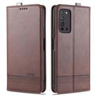 For Huawei Honor X10 AZNS Magnetic Calf Texture Horizontal Flip Leather Case with Card Slots & Holder & Wallet(Dark Brown) - 1