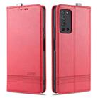 For Huawei Honor X10 AZNS Magnetic Calf Texture Horizontal Flip Leather Case with Card Slots & Holder & Wallet(Red) - 1