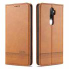 For OPPO A9 (2020) AZNS Magnetic Calf Texture Horizontal Flip Leather Case with Card Slots & Holder & Wallet(Light Brown) - 1