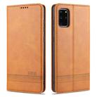 For Samsung Galaxy S20 AZNS Magnetic Calf Texture Horizontal Flip Leather Case with Card Slots & Holder & Wallet(Light Brown) - 1