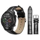 22mm For Ticwatch Pro X / Pro3 / Pro / GTX / E2 xDfind Bamboo Texture Pin Buckle Leather Watch Band(Black) - 1