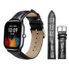 20mm For Amazfit GTS4 mini/GTS3/2/2E xDfind Bamboo Texture Pin Buckle Leather Watch Band(Black) - 1