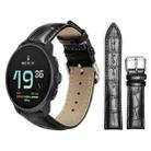 22mm For Suunto Race S / Race / 9 Peak / 5 Peak xDfind Bamboo Texture Pin Buckle Leather Watch Band(Black) - 1