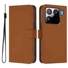 For Xiaomi 15S Pro 5G Skin Feel Solid Color Leather Phone Case with Lanyard(Brown) - 2