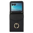 For Motorola Razr 60 Ultra Ring Holder RFID Card Slot Phone Case(Black) - 1