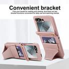 For Samsung Galaxy Z Flip5 Integrated Fold Holder Card Slot Phone Case with Long & Short Lanyard(Rose Gold) - 3