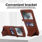 For Samsung Galaxy Z Flip5 Integrated Fold Holder Card Slot Phone Case with Long & Short Lanyard(Brown) - 3