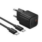 hoco N64 Ingenious GaN PD20W Type-C Single Port Charger with 1m Type-C to Type-C Cable , EU Plug(Black) - 1