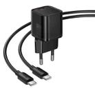 hoco N64 Ingenious GaN PD20W Type-C Single Port Charger with 1m Type-C to Type-C Cable , EU Plug(Black) - 2