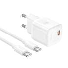 hoco N64 Ingenious GaN PD20W Type-C Single Port Charger with 1m Type-C to Type-C Cable , EU Plug(White) - 1