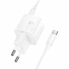 hoco N64 Ingenious GaN PD20W Type-C Single Port Charger with 1m Type-C to Type-C Cable , EU Plug(White) - 2