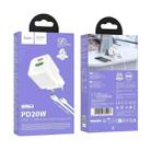 hoco N65 Ingenious GaN PD20W Type-C and QC3.0USB Charger with 1m Type-C to Type-C Cable, EU Plug(White) - 3