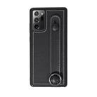 For Samsung Galaxy Note 20 Ultra Top Layer Cowhide Shockproof Protective Case with Wrist Strap Bracket(Black) - 1