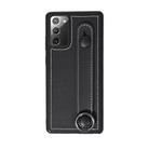 For Samsung Galaxy S20 Top Layer Cowhide Shockproof Protective Case with Wrist Strap Bracket(Black) - 1