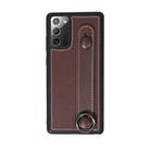 For Samsung Galaxy S20 Top Layer Cowhide Shockproof Protective Case with Wrist Strap Bracket(Coffee) - 1