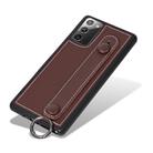 For Samsung Galaxy S20 Top Layer Cowhide Shockproof Protective Case with Wrist Strap Bracket(Coffee) - 2